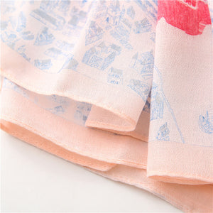 Antique Map and Stallion Scarf - Pastel Pink, Cloque