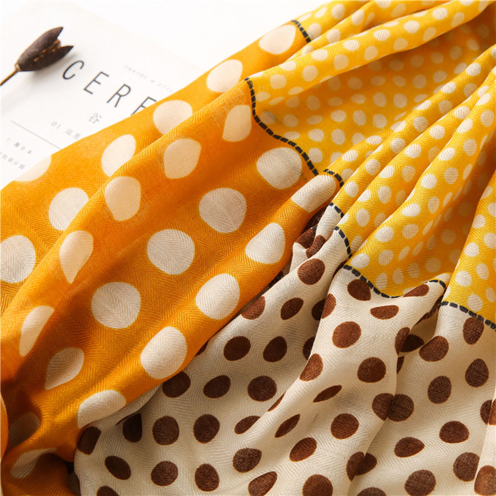 Casual Linen Gold and Brown Polka Dot, Cloque