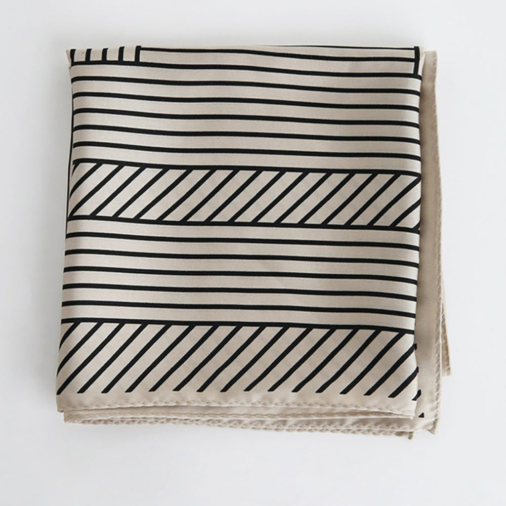 Double Stripes Silk Scarf - Khaki and Black, versitility from Cloque